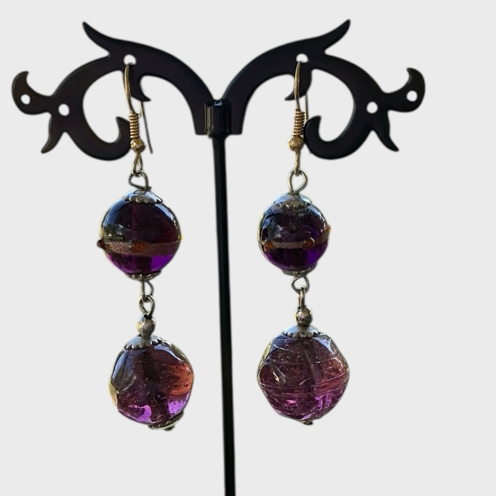 Vintage Handmade Beaded Dangle Earrings